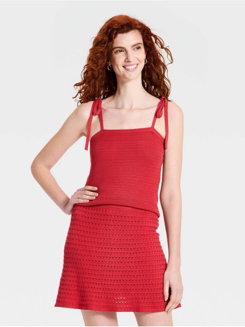 Universal Thread Red Tie-Shoulder Knit tanktop b157s